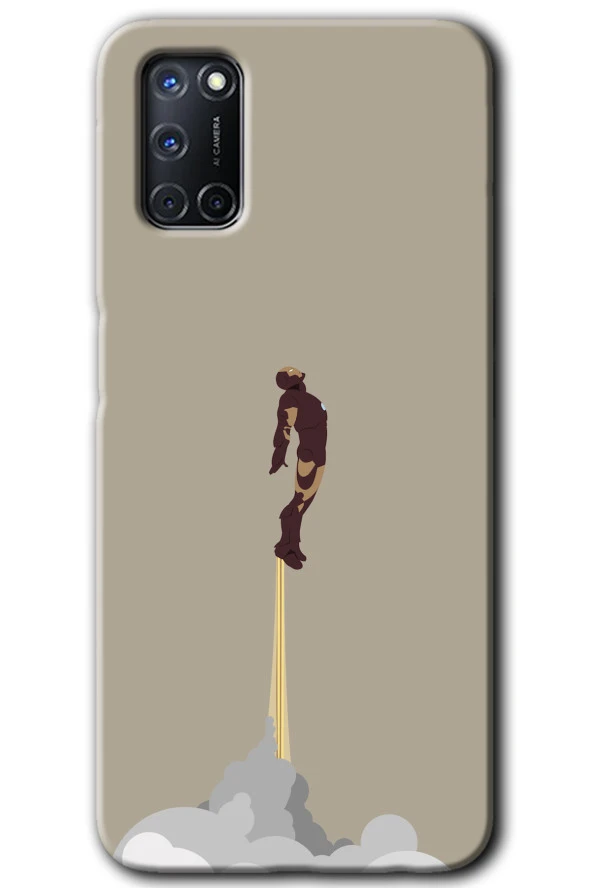Oppo A52 Kılıf HD Desen Baskılı Arka Kapak - İronman-Airport