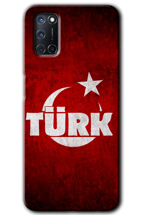 Oppo A52 Kılıf HD Desen Baskılı Arka Kapak - Ayyıldız Türk