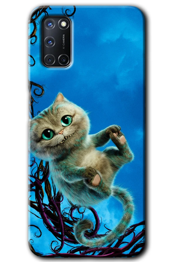 Oppo A52 Kılıf HD Desen Baskılı Arka Kapak - Çılgın Kedi