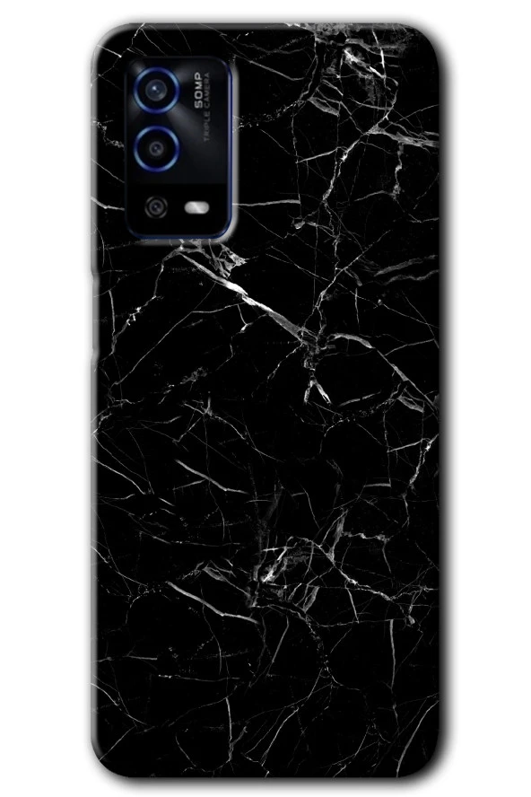 Oppo A55 Kılıf HD Desen Baskılı Arka Kapak - Siyah Mermer