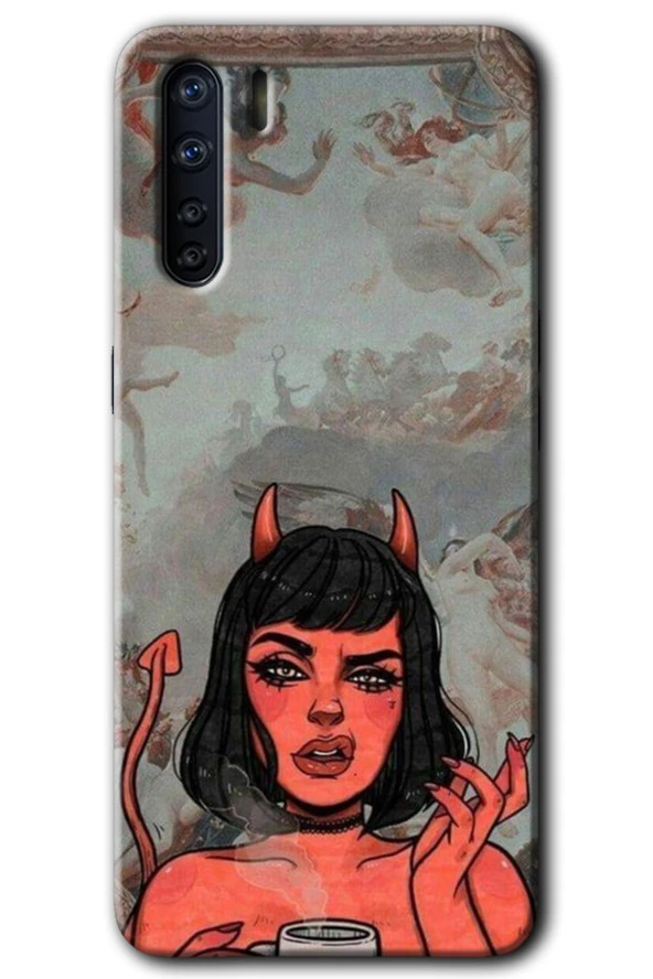 Oppo A91 Kılıf HD Desen Baskılı Arka Kapak - Devil Girl