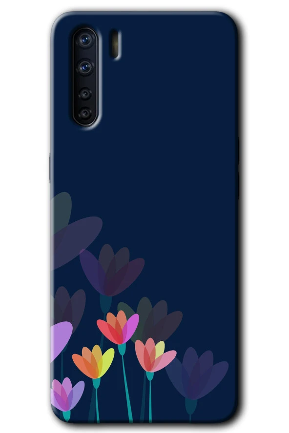 Oppo A91 Kılıf HD Desen Baskılı Arka Kapak - Çizim Çiçekleri