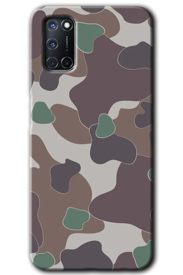Oppo A92 Kılıf HD Desen Baskılı Arka Kapak - Kamuflaj 11