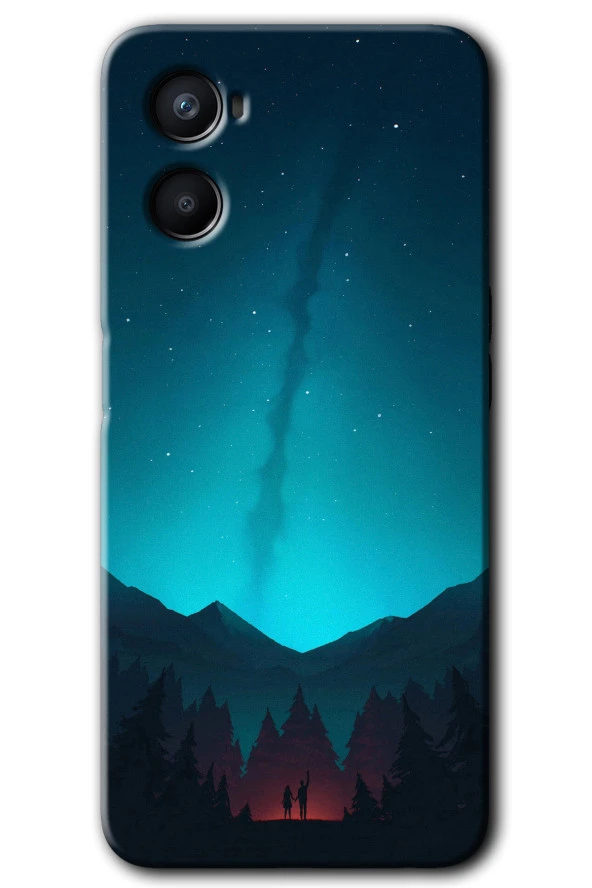 Oppo A96 Kılıf HD Desen Baskılı Arka Kapak - Night Fores Mount
