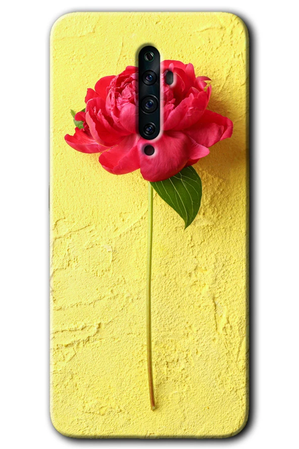 Oppo Reno 2z Kılıf HD Desen Baskılı Arka Kapak - Kırmızı Gül