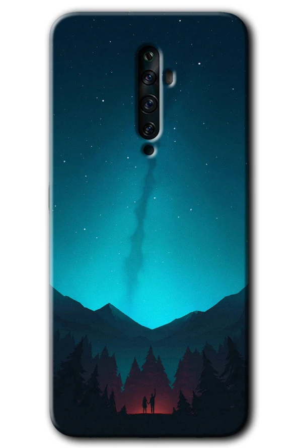Oppo Reno 2z Kılıf HD Desen Baskılı Arka Kapak - Night Fores Mount