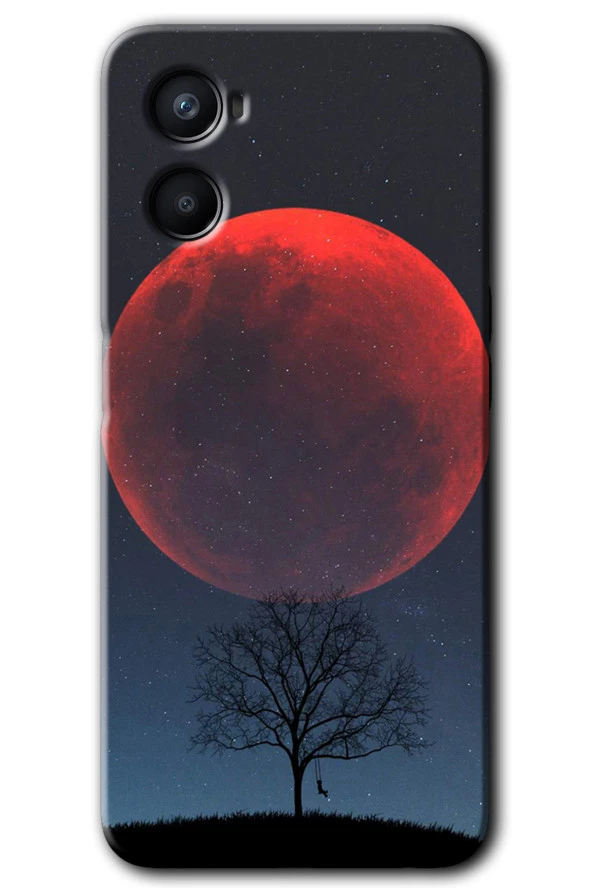 Oppo Reno 3 Kılıf HD Desen Baskılı Arka Kapak - Kanlı Ay