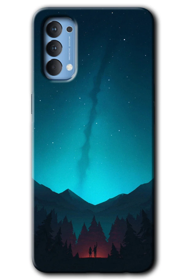 Oppo Reno 4 Kılıf HD Desen Baskılı Arka Kapak - Night Fores Mount