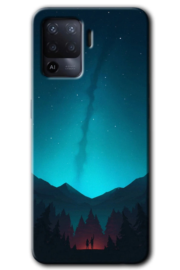 Oppo Reno 5 Lite Kılıf HD Desen Baskılı Arka Kapak - Night Fores Mount