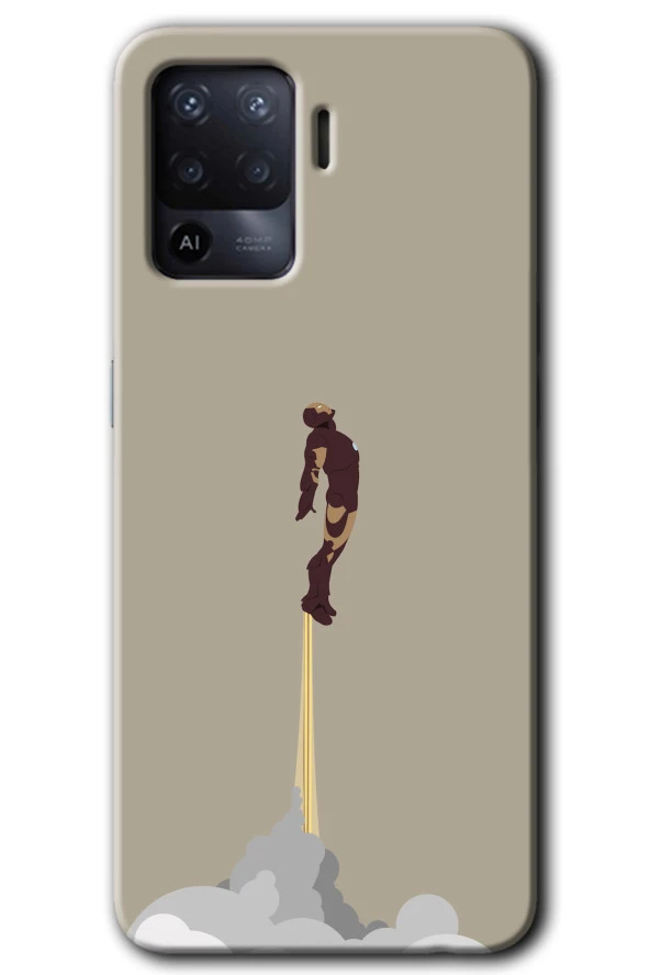 Oppo Reno 5 Lite Kılıf HD Desen Baskılı Arka Kapak - İronman-Airport