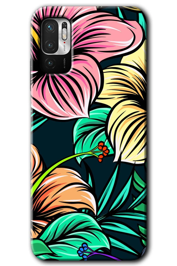 Poco M3 Pro Kılıf HD Desen Baskılı Arka Kapak - Çizim Çiçekler