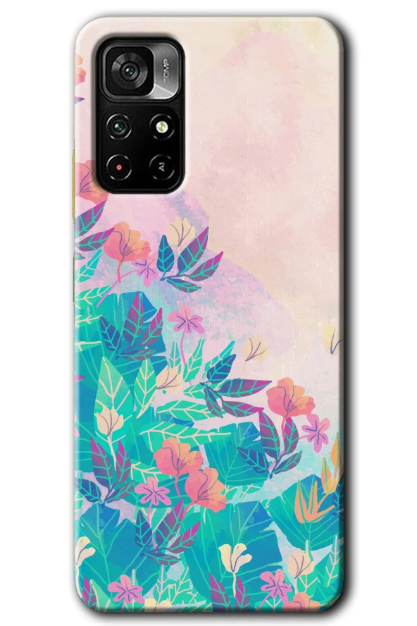 Poco M4 Pro 5G Kılıf HD Desen Baskılı Arka Kapak - Çizim Yapraklar