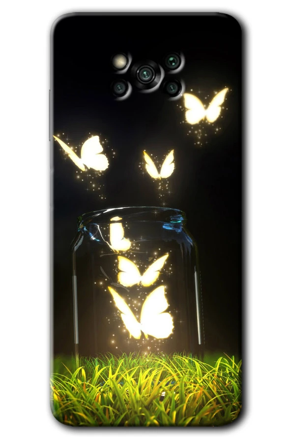 Poco x3 Pro Kılıf HD Desen Baskılı Arka Kapak - Işıklı Kelebekler