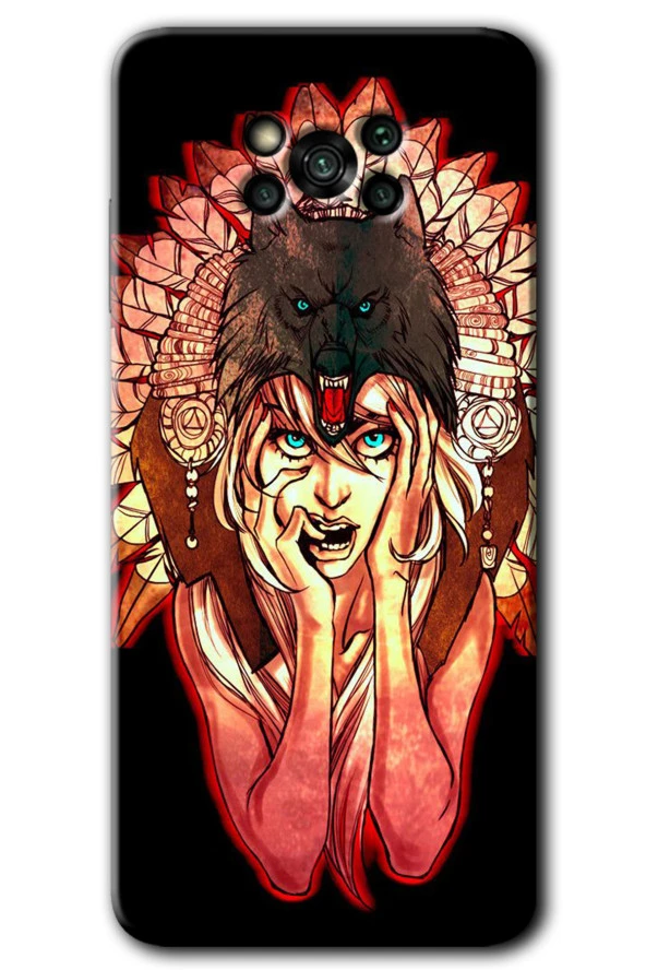 Poco x3 Pro Kılıf HD Desen Baskılı Arka Kapak - Kurt Kız