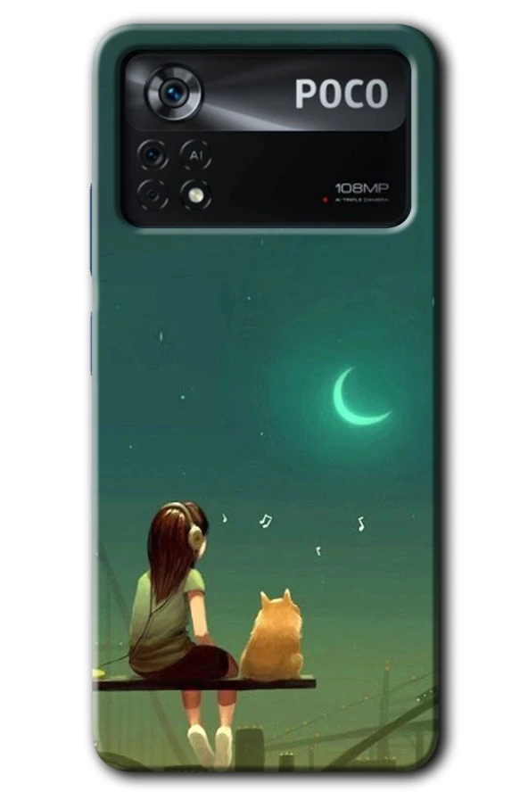 Poco x4 Pro Kılıf HD Desen Baskılı Arka Kapak - Kedili Kız