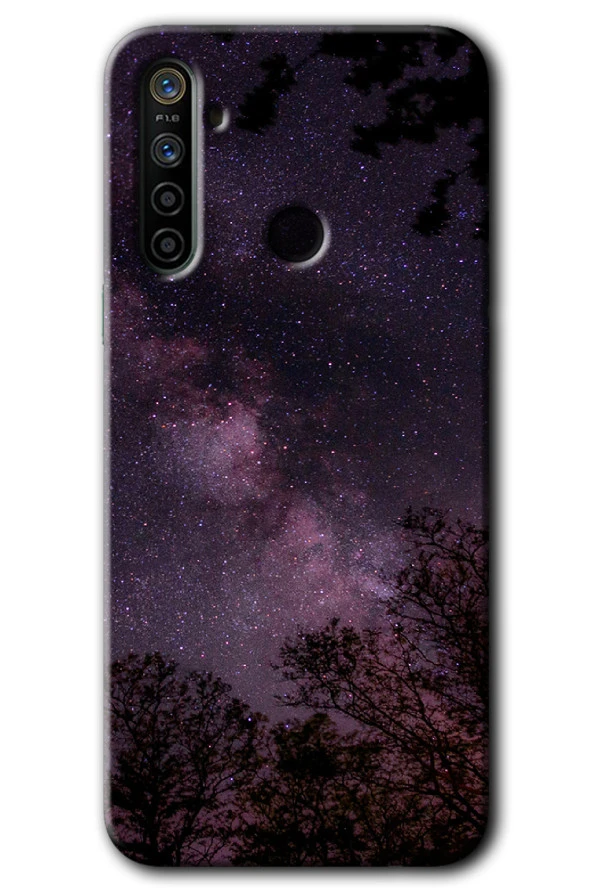 Realme 5i Kılıf HD Desen Baskılı Arka Kapak - Gece Galaksi