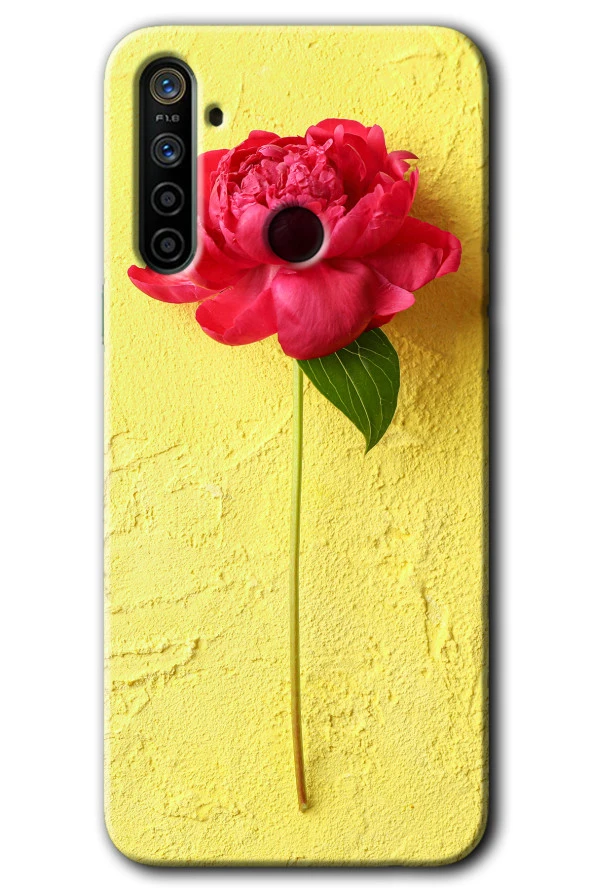 Realme 6i Kılıf HD Desen Baskılı Arka Kapak - Kırmızı Gül
