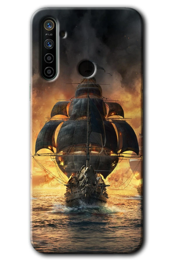 Realme 6i Kılıf HD Desen Baskılı Arka Kapak - Siyah İnci