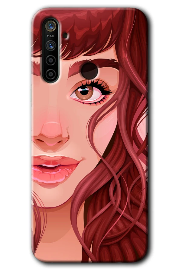 Realme 6i Kılıf HD Desen Baskılı Arka Kapak - Kızıl Kız