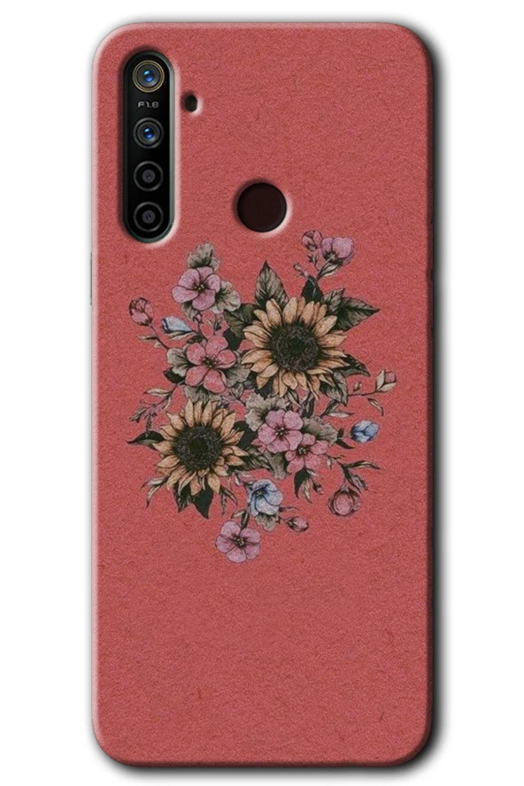 Realme 6i Kılıf HD Desen Baskılı Arka Kapak - Retro Çiçek