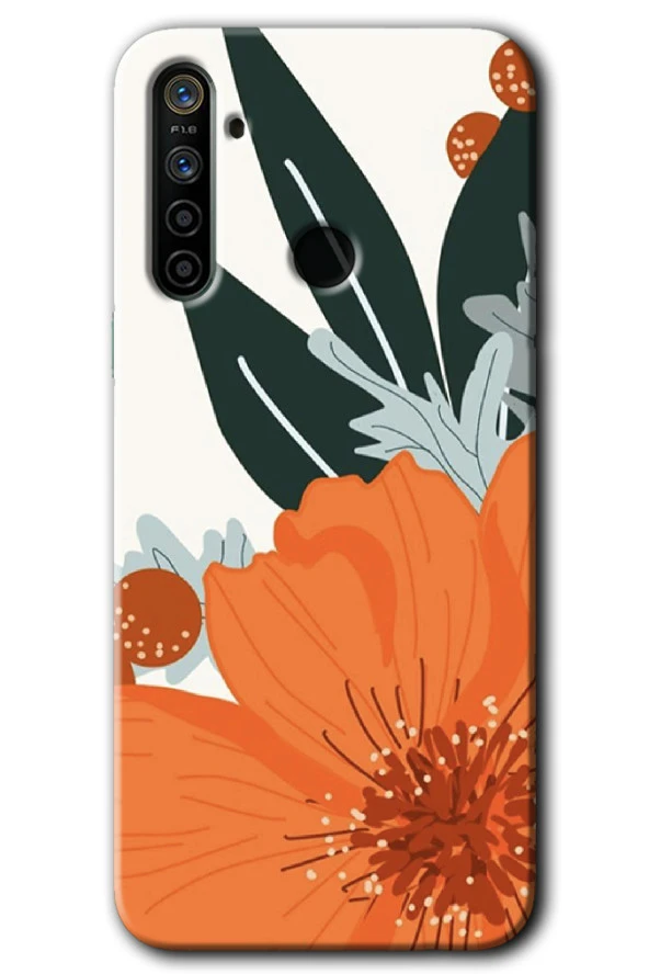 Realme 6i Kılıf HD Desen Baskılı Arka Kapak - Portakal Çiçeği