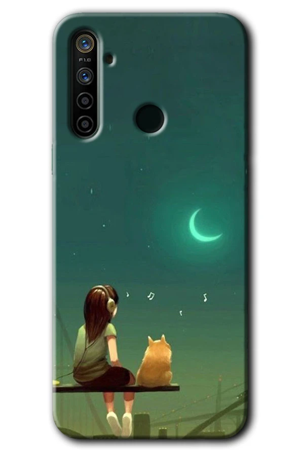 Realme 6i Kılıf HD Desen Baskılı Arka Kapak - Kedili Kız