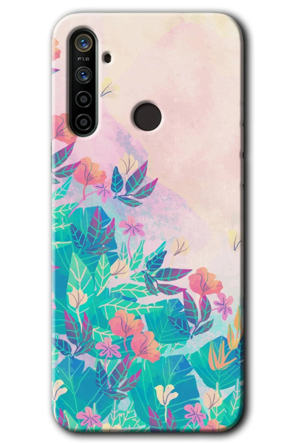 Realme 6i Kılıf HD Desen Baskılı Arka Kapak - Çizim Yapraklar