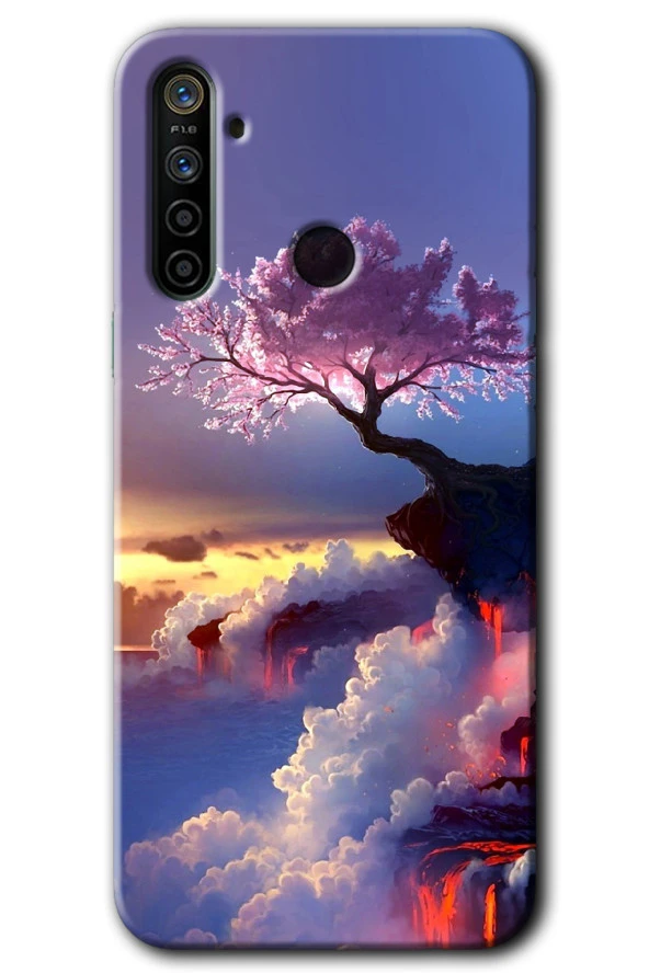 Realme 6i Kılıf HD Desen Baskılı Arka Kapak - Wash Red Wall