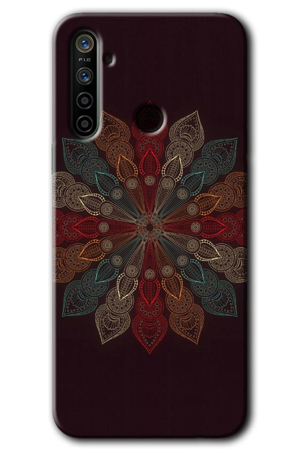 Realme 6i Kılıf HD Desen Baskılı Arka Kapak - Mandala Flower Wal