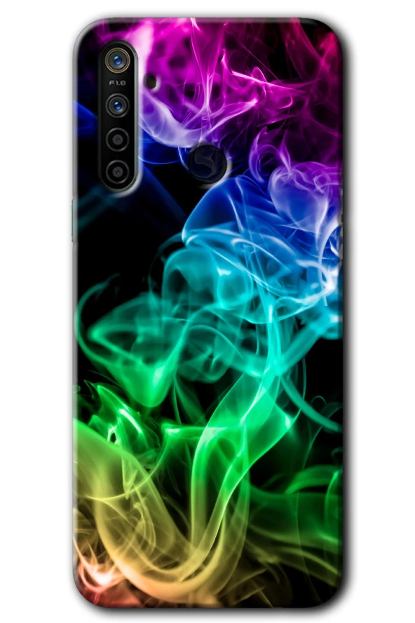 Realme 6i Kılıf HD Desen Baskılı Arka Kapak - Smoke Colorful