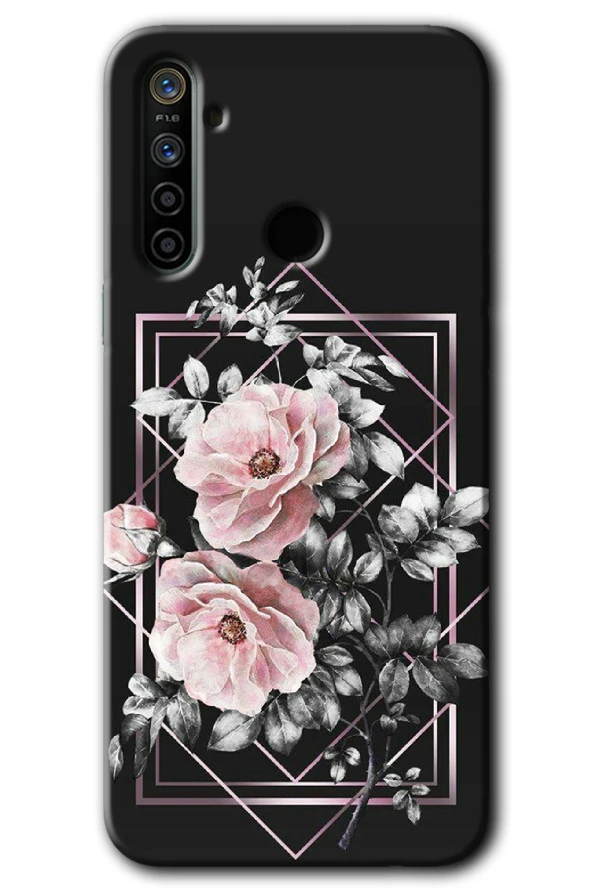 Realme 6i Kılıf HD Desen Baskılı Arka Kapak - Retro Çiçek 1