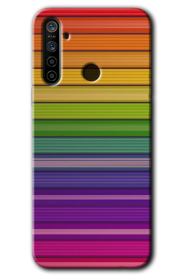 Realme 6i Kılıf HD Desen Baskılı Arka Kapak - Colorful Lines