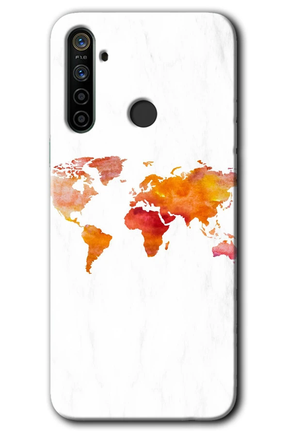 Realme 6i Kılıf HD Desen Baskılı Arka Kapak - Dünya Haritası
