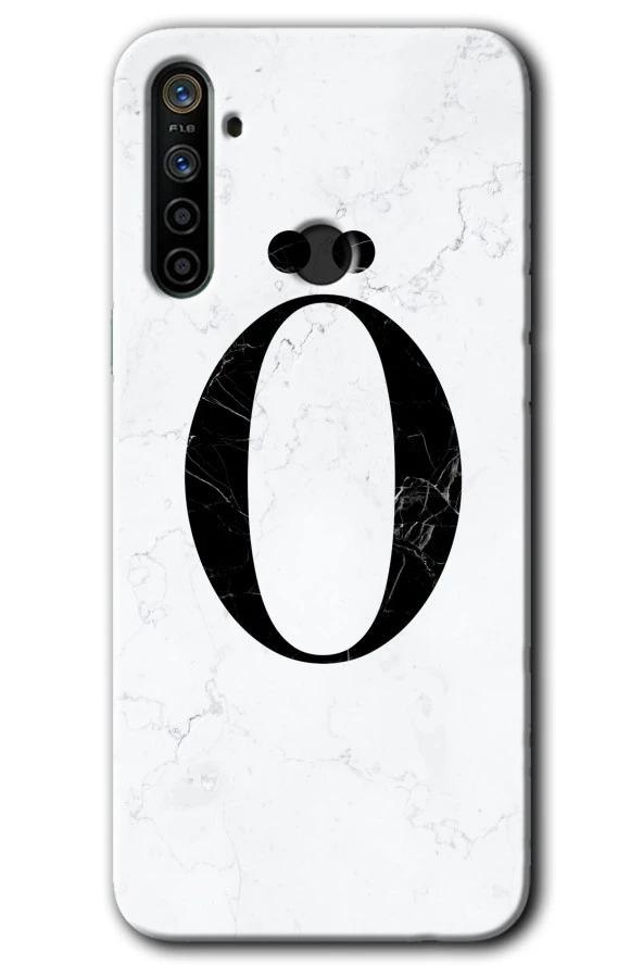 Realme 6i Kılıf HD Desen Baskılı Arka Kapak - Beyaz Mermer Desenli Ö Harfi