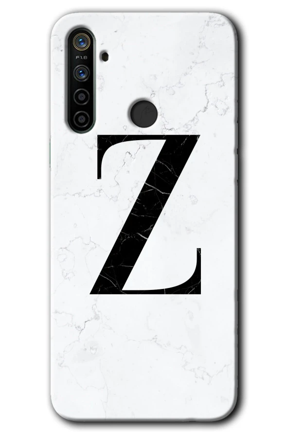 Realme 6i Kılıf HD Desen Baskılı Arka Kapak - Beyaz Mermer Desenli Z Harfi