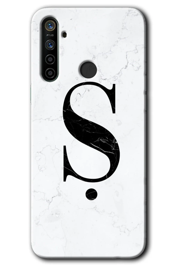 Realme 6i Kılıf HD Desen Baskılı Arka Kapak - Beyaz Mermer Desenli Ş Harfi