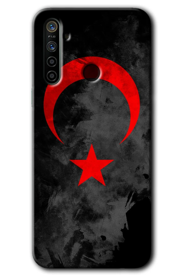 Realme 6i Kılıf HD Desen Baskılı Arka Kapak - Black Ayyıldız