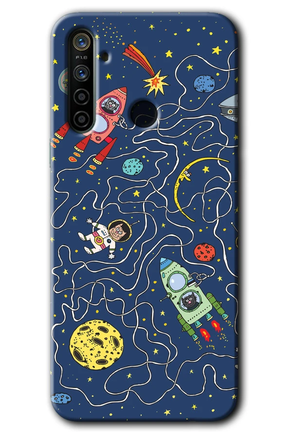 Realme 6i Kılıf HD Desen Baskılı Arka Kapak - Kedi Galaksi