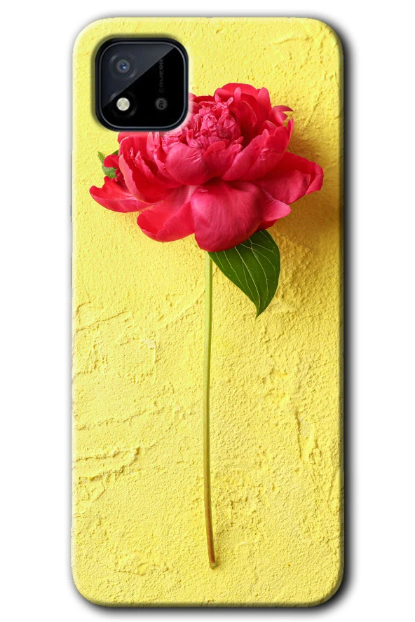 Realme C11 Kılıf HD Desen Baskılı Arka Kapak - Kırmızı Gül