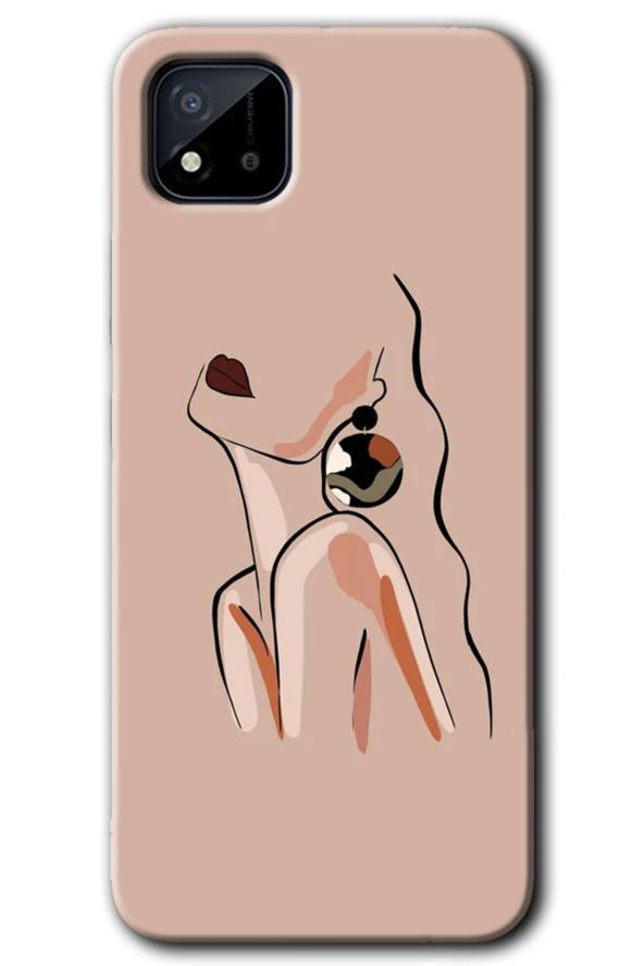 Realme C11 Kılıf HD Desen Baskılı Arka Kapak - Çizim Silüet