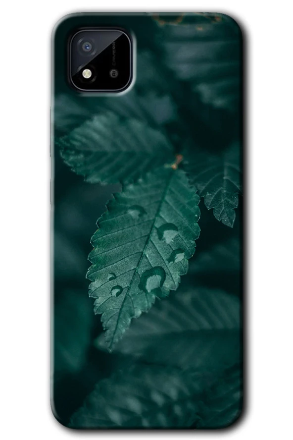 Realme C11 Kılıf HD Desen Baskılı Arka Kapak - Yağmurlu Yaprak