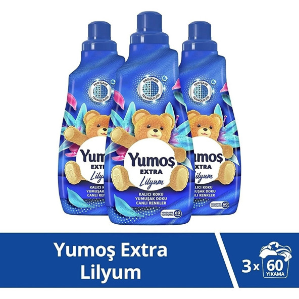 Yumoş Extra Lilyum Konsantre Çamaşır Yumuşatıcı 1440 Ml 60 Yıkama X 3 Adet