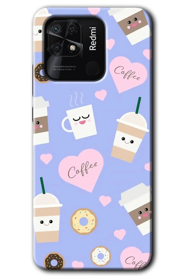 Redmi 10C Kılıf HD Desen Baskılı Arka Kapak - Coffee Cake