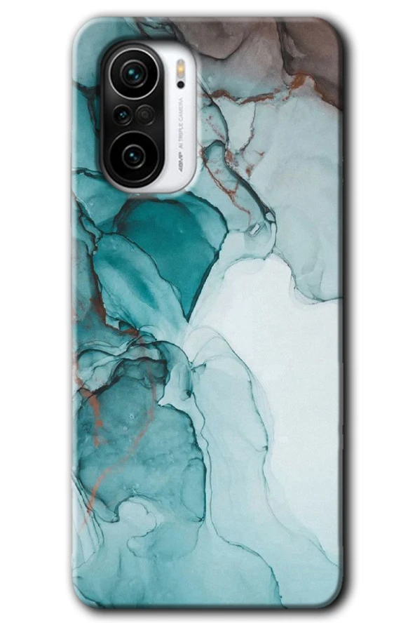 Redmi K40 Kılıf HD Desen Baskılı Arka Kapak - Buzul Mermer