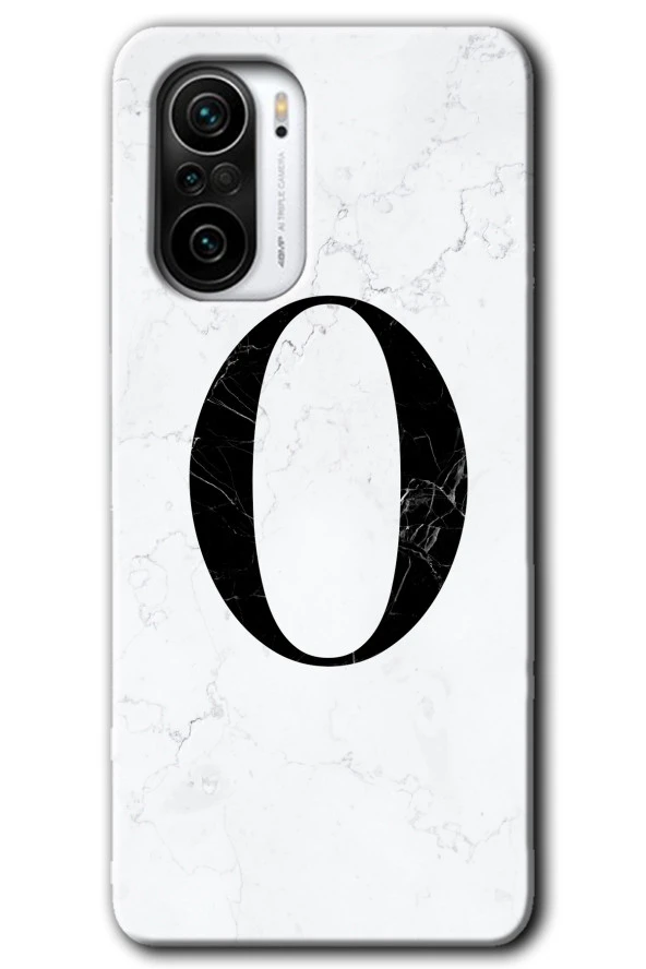 Redmi K40 Pro Kılıf HD Desen Baskılı Arka Kapak - Beyaz Mermer Desenli O Harfi