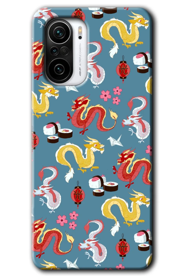 Redmi Mi11i Kılıf HD Desen Baskılı Arka Kapak - Funky Dragon