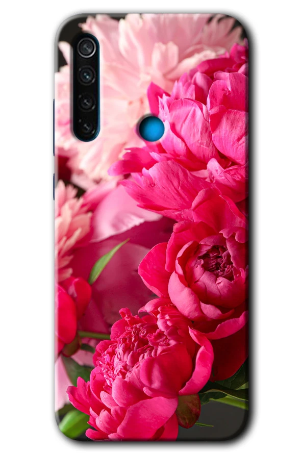 Redmi Note 8 Kılıf HD Desen Baskılı Arka Kapak - Kırmızı Beyaz Gül