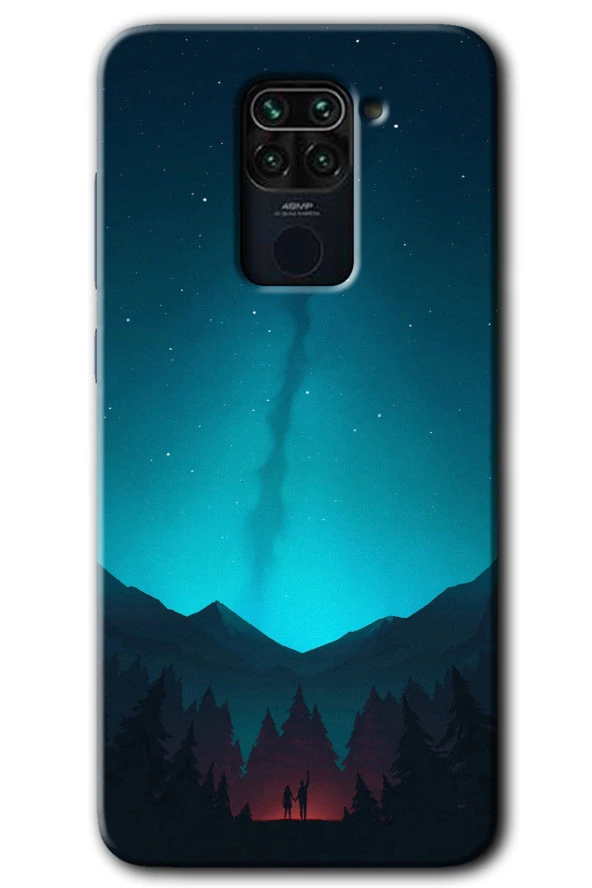 Redmi Note 9 Kılıf HD Desen Baskılı Arka Kapak - Night Fores Mount