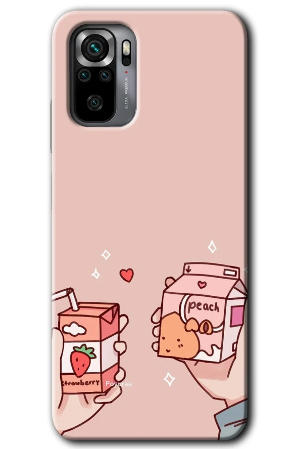 Redmi Note 10s Kılıf HD Desen Baskılı Arka Kapak - Meyveli Süt