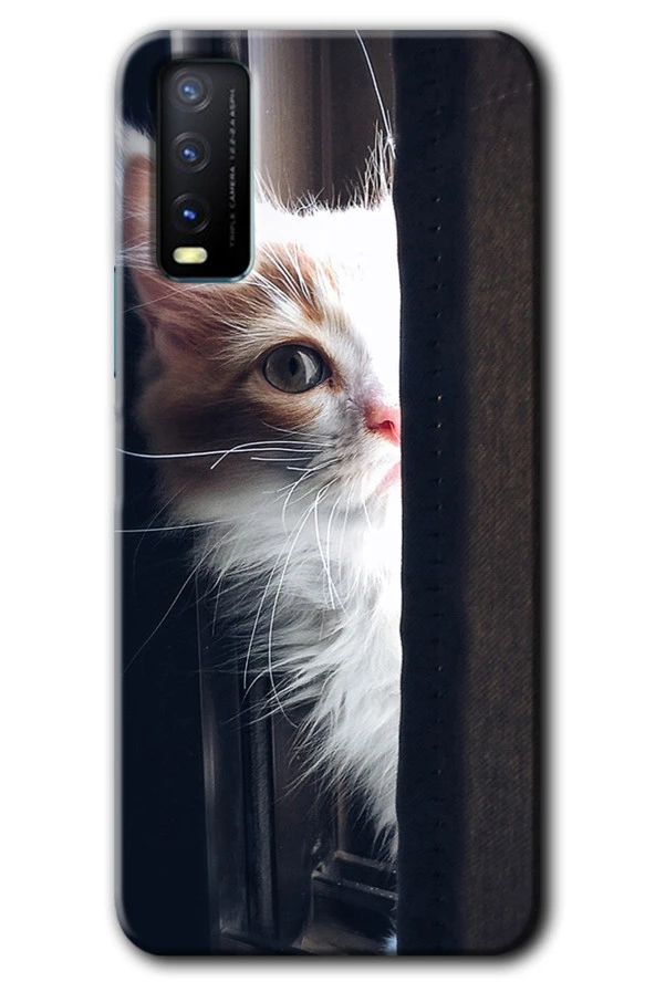 Vivo Y11s Kılıf HD Desen Baskılı Arka Kapak - Kedi Bakışı